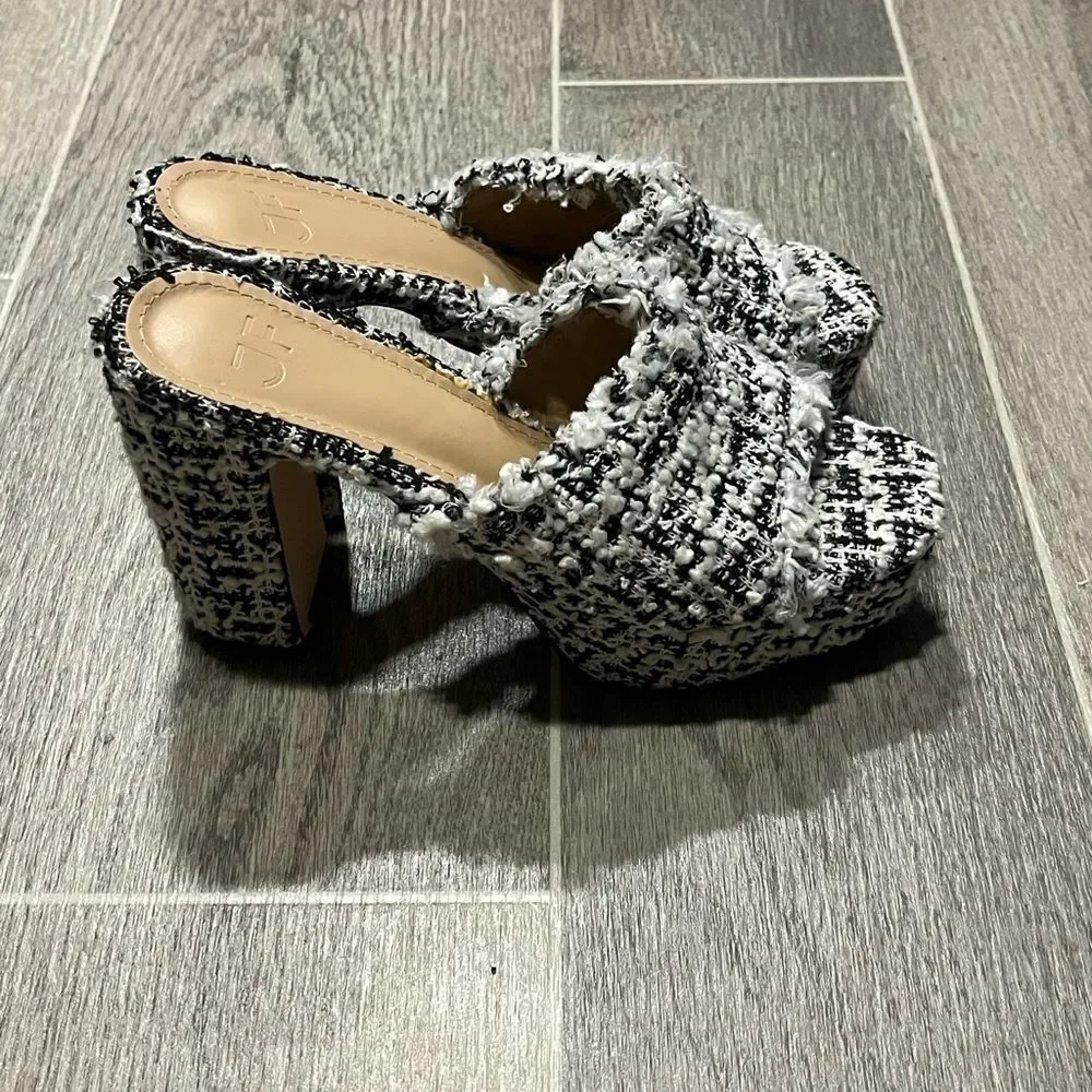 JF London Black & White Tweed Heels - Picture 4 of 9